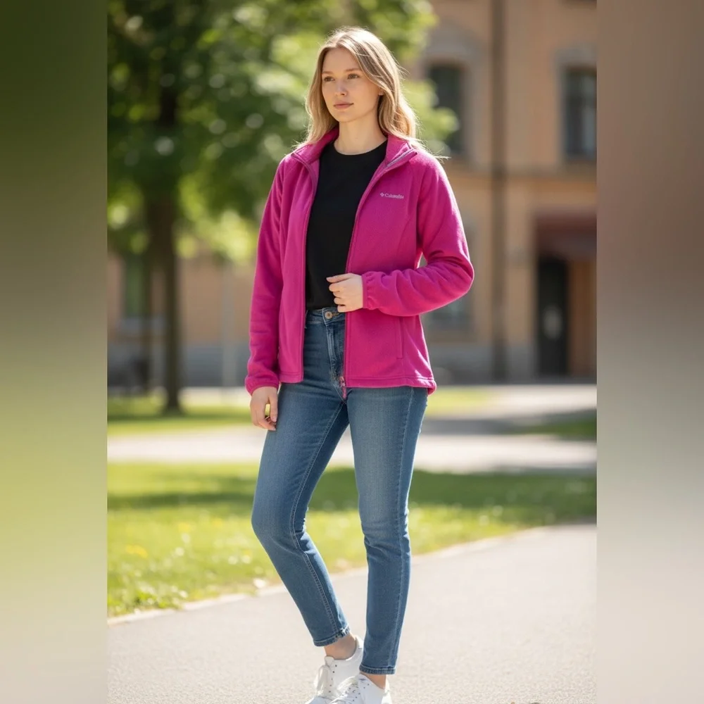 Columbia vintage Y2K Vibrant Pink Zip-Up Jacket - Picture 4 of 9